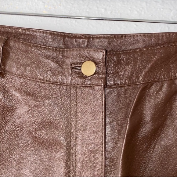 Metro style dark brown leather pants. - Picture 5 of 12